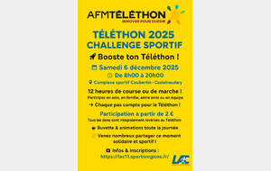 TELETHON 25 : challenge sportif 12h de marche/course LAC 3e édition
